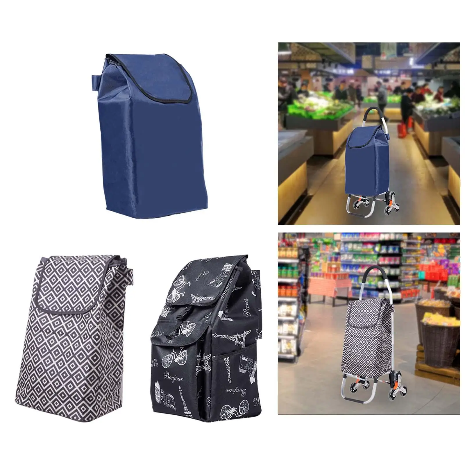 Shopping Cart Replacement Bag Lightweight Convenient Durable Foldable Portable Grocery Cart Bag for Outdoor Utility Cart