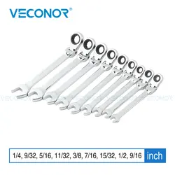 Imperial Tamanho Ratchet Wrench Conjunto de Chaves, Chave Inglesa, Cabeça Flexível, Ferramentas Manuais Universais, Ferramenta de Reparo de Carro, 1/4-9/16 Polegadas