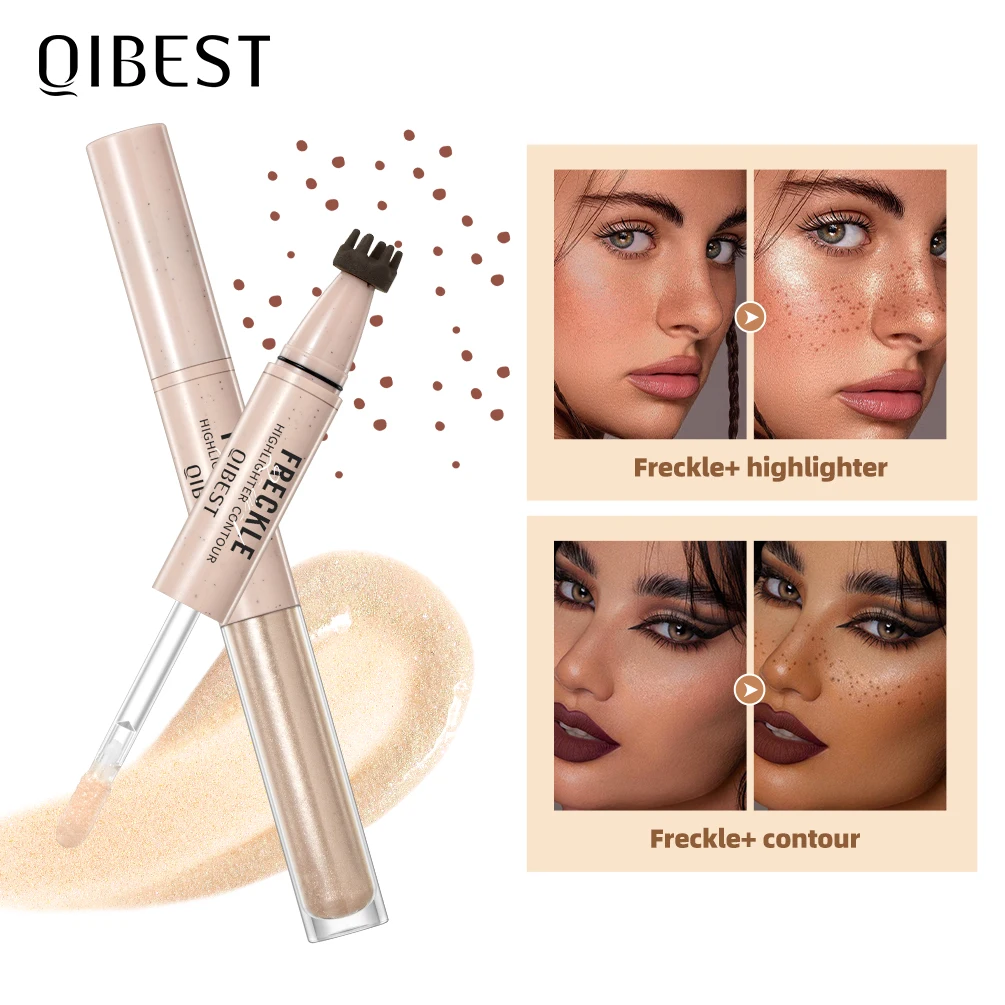 QIBEST عصا تمييز النمش برأسين التجفيف السريع مقاوم للماء السائل الطبيعي كفاف دائم محاكاة النمش ختم