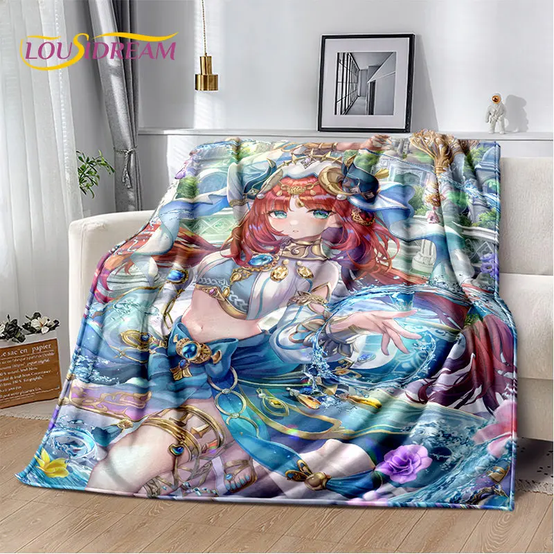 Cartoon Genshin Impact Game Gamer Soft Plush Blanket,Flannel Blanket Throw Blanket for Living Room Bedroom Bed Sofa Picnic Cover