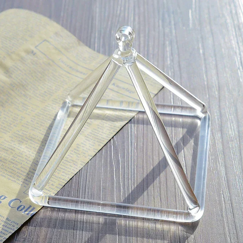 Transparent Crystal Singing Pyramid Yoga Meditation Sound Healing Instruments Quartz Triangular Tower Crystal Sound Bowl Gifts