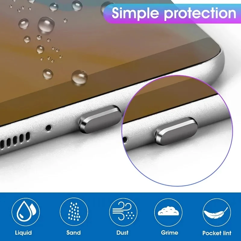 5/1PCS Metal Type-C Dust Plug USB Charging Port Protector Anti-dust Plug Cover Cap for Samsung Huawei Xiaomi Phone Dustplug Caps