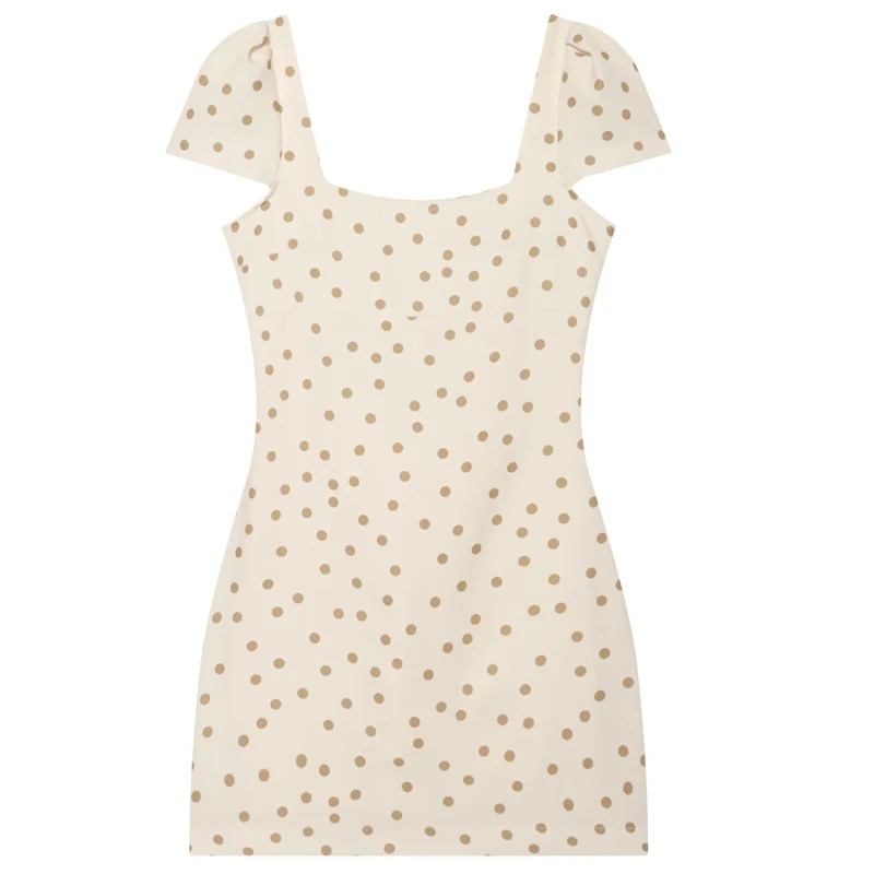 HXAO Mini Polka Dot Kleid Damenkleid Sommer 2026 Süßes Bodycon Rückenfreies Kurzarm-Kleid für Damen Elegantes Urlaubskleid – Detail 4