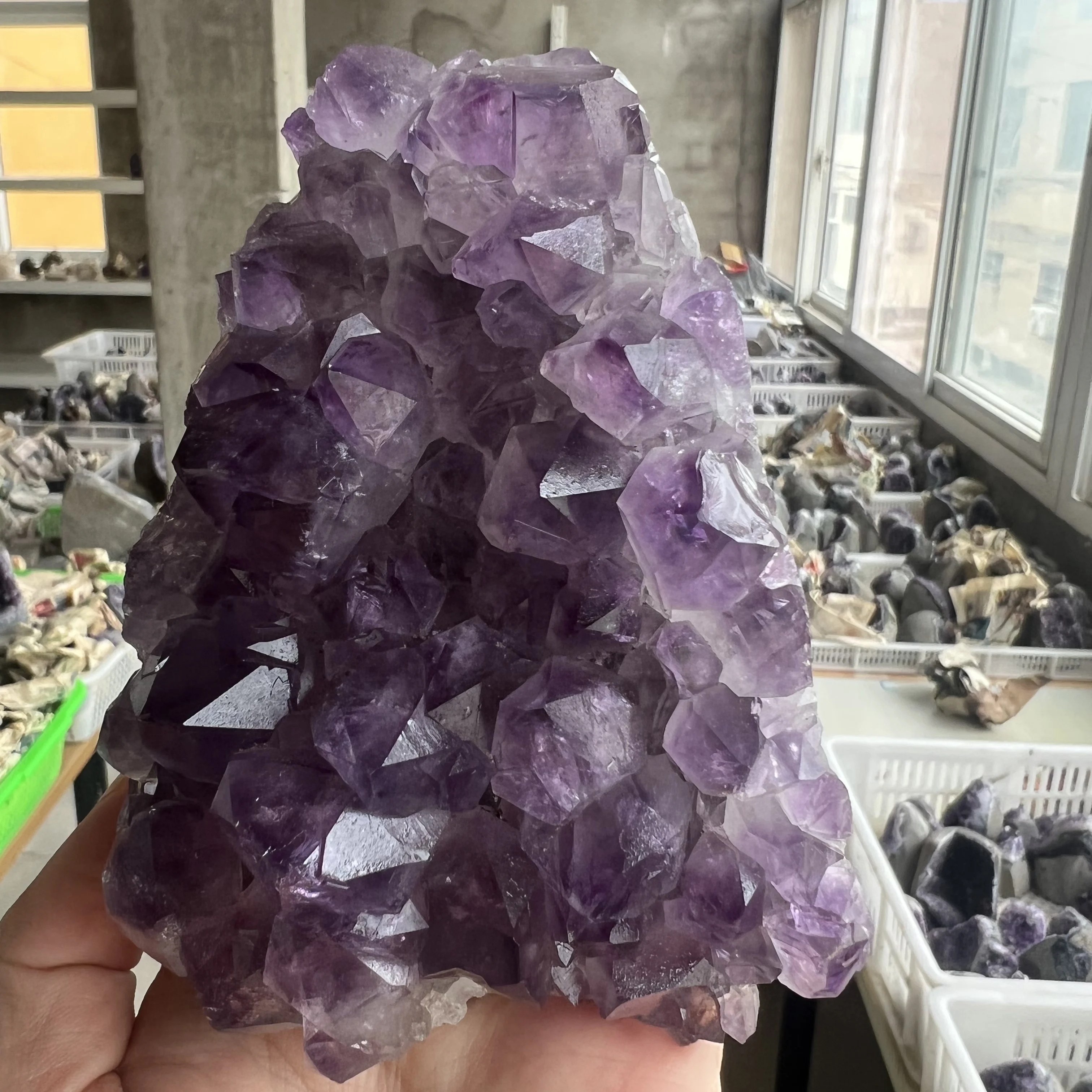 793g 9.5cm  Natural Uruguay Dream Amethyst Quartz Crystal Cluster stand
