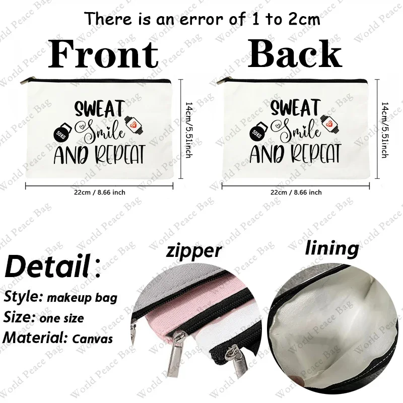 1pc Funny Sports Lover Gym Gifts rainer Appreciation Cosmetic Bags Female Body Builder Makeup Zipper for Fitness Bodybuilding