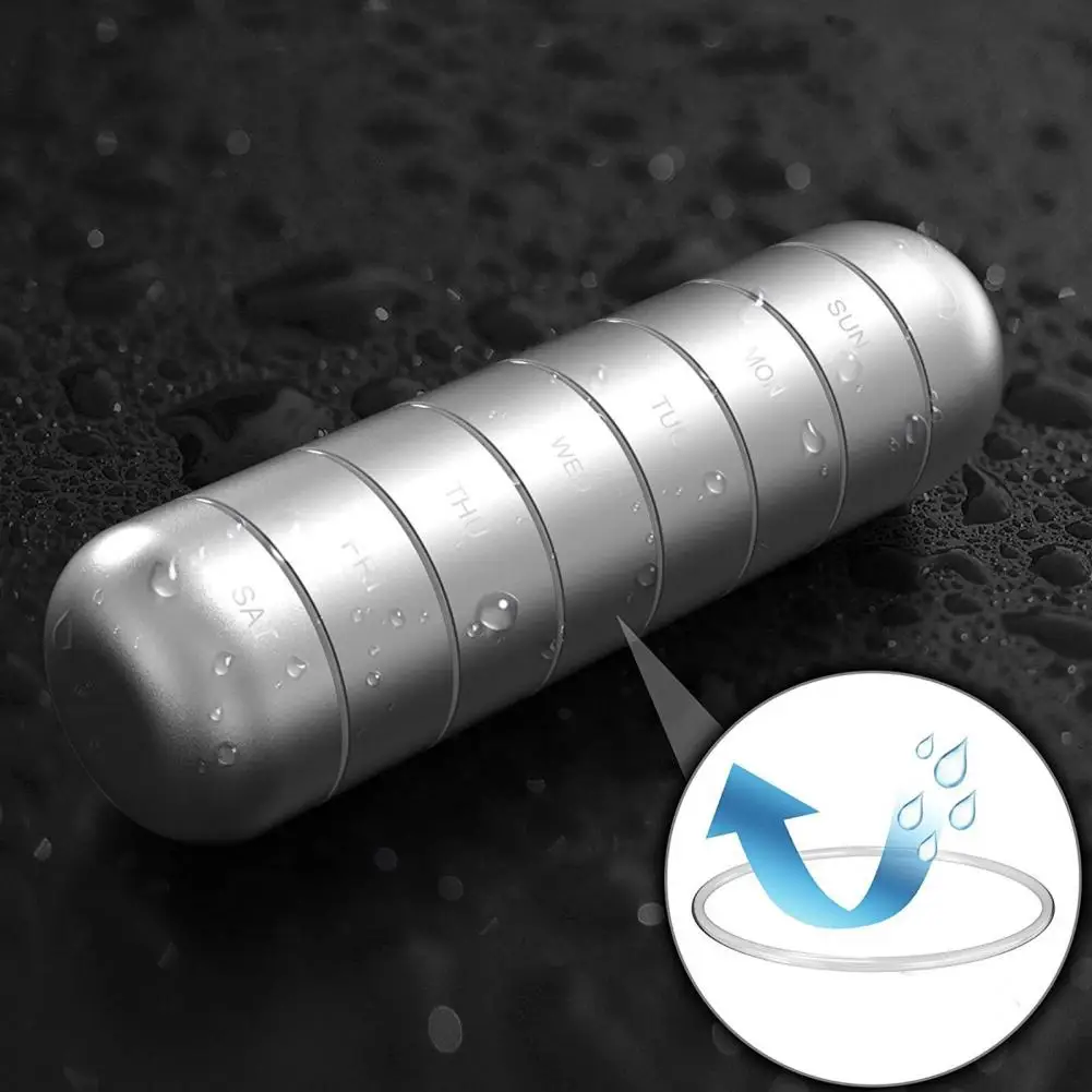 Durable Aluminum Alloy Pill Case Container Good Sealing 7 Layers Tablets Container Box Capsules Organizer Organization