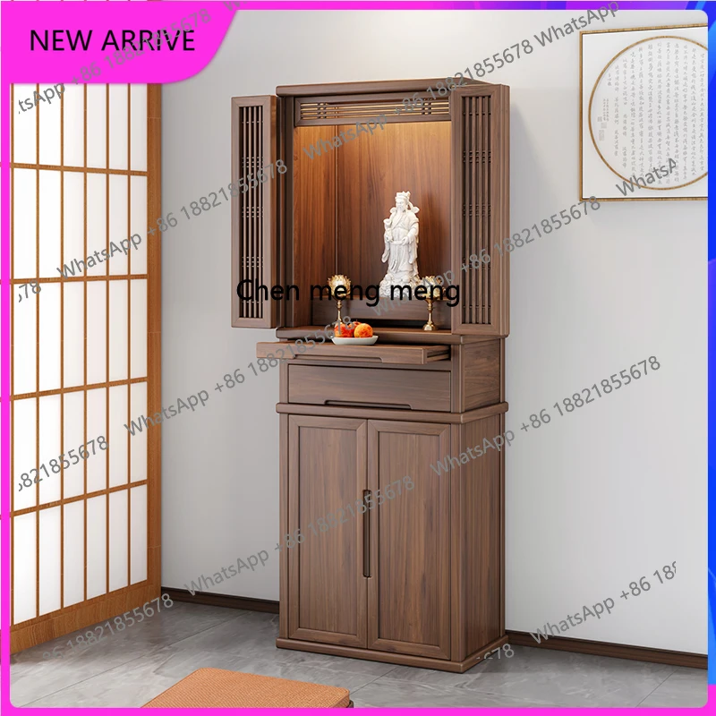 

Black walnut casket new Chinese style, Buddhist platform household incense case simple door Buddhist cabinet H