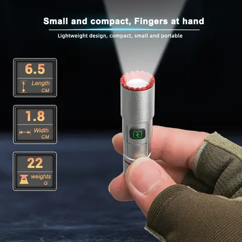 미니 휴대용 LED 키체인 손전등 다기능 내장 배터리 충전식 비상 방수 야외 소형 램프