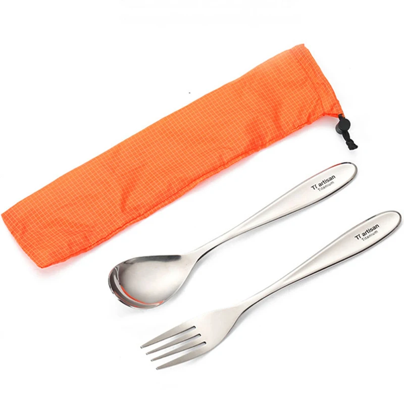 

Tiartisan Титановая вилка, набор столовых приборов, легкие столовые приборы для ужина, кухонная посуда для пикника, полированная ложка, вилка Ta8118P