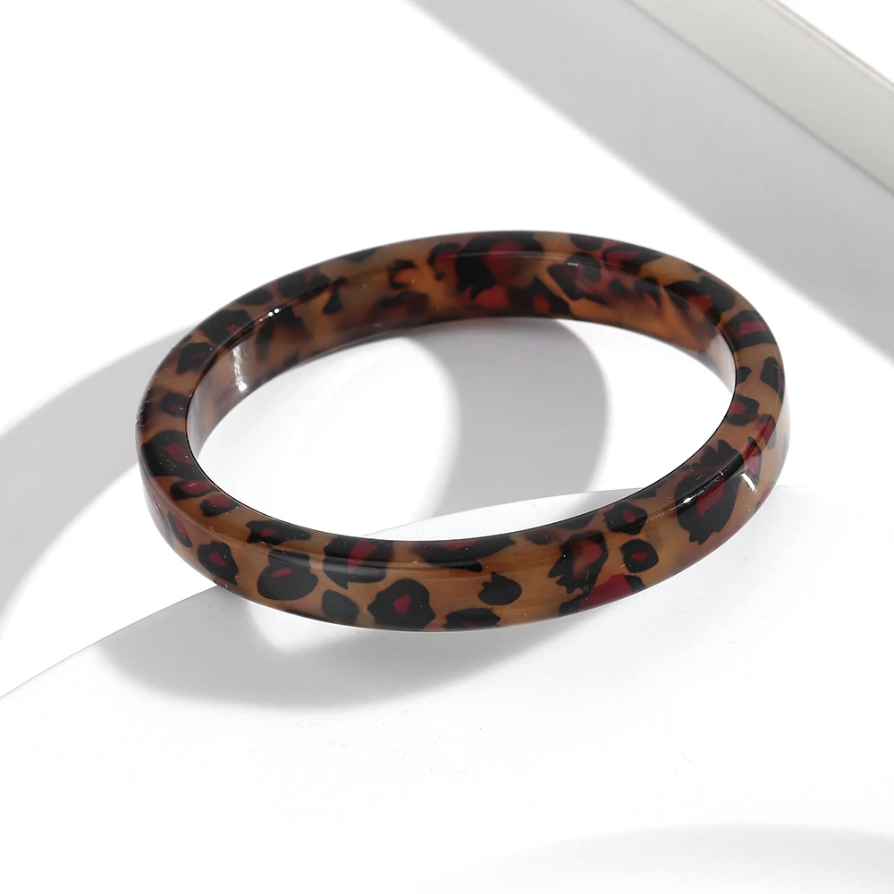 Vintage Leopard Runde Harz Armreif Armbänder für Frauen Acryl Geometrische Leopard Print Manschette Armreifen 2026 Mode Schmuck – Detail 9