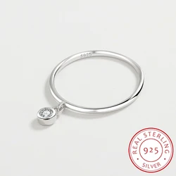 2022 nuovo classico rotondo piccoli diamanti coppia anello per le donne autentico argento Sterling semplice cristallo anniversario gioielli regalo