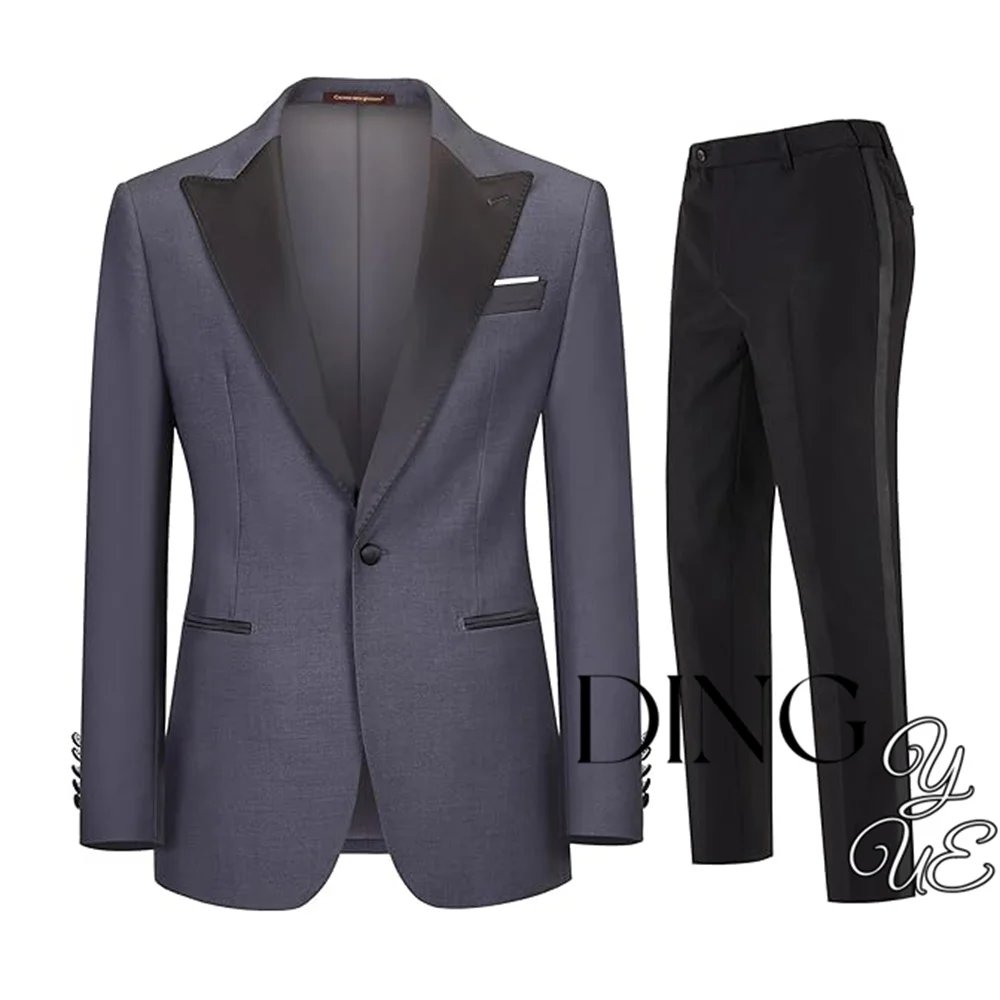 Casual Business Mens Suits Slim Fit 2 Piece Jacket Pants Set For Groom Wedding Tuxedo Formal Office Wear Costume Homme