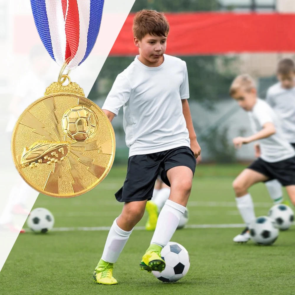 Soccer Medals Gold Silver Bronze Award Medals 2 Inch Zinc Alloy Football Medals with Neck Ribbon Sports Medals for Party Favors