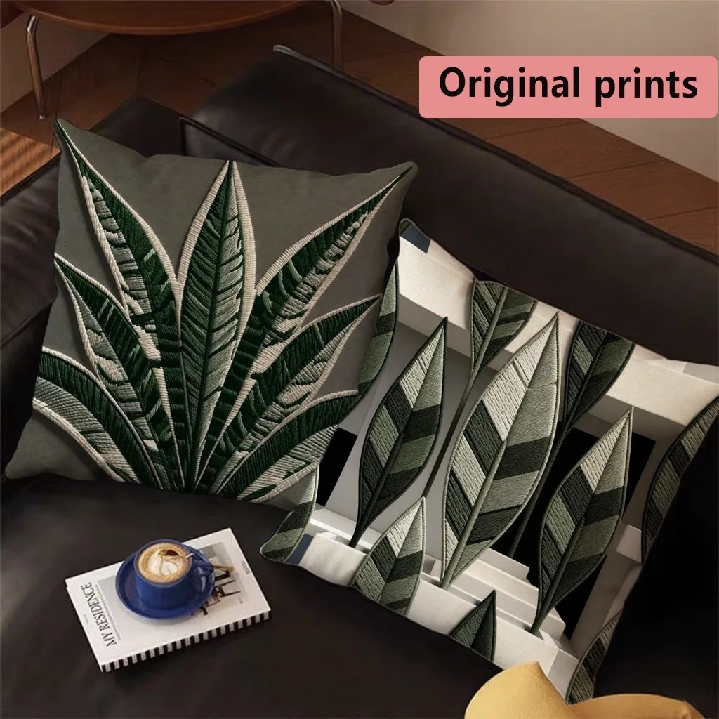 Tropical Leaf Print Pillow Covers Pattern Cushion Cover Suitable for Sofa Bedroom Car Pillow Cover