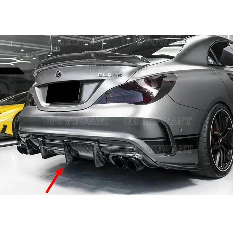 Rear Bumper Diffuser Lip for Mercedes-Benz CLA W117 C117 CLA200 CLA250 Sport CLA45 AMG 2013 - 2019 Carbon Fiber / Gloss Black