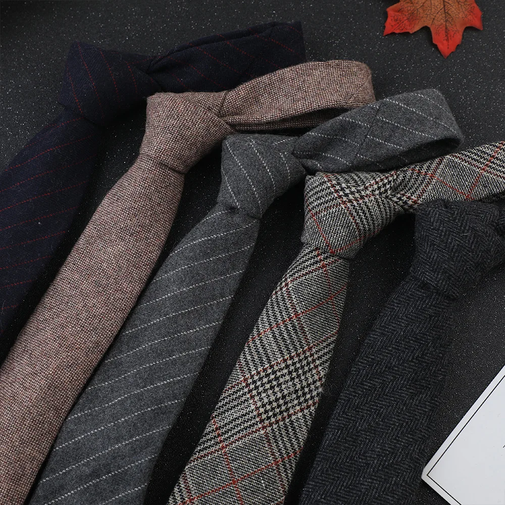 

Men's Knitted Wool Tie 7cm Width Business Formal Workplace Casual British Style Men Tie Suit Male Necktie Apparel Accessories