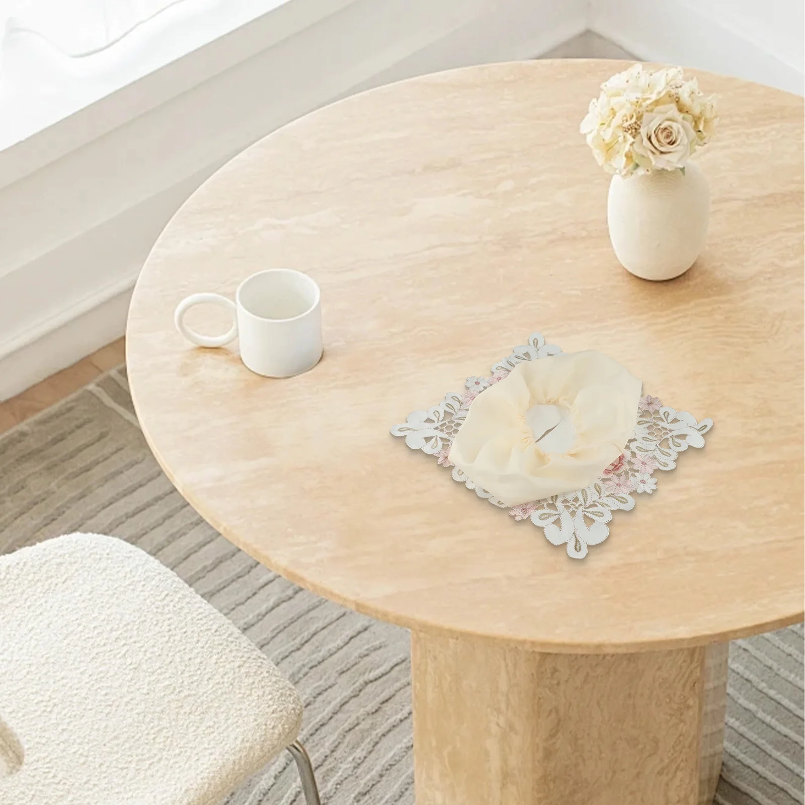 Embroidery Lace Tissue Box Cover For Home Kitchen Desktop Container Kitchen Tissue Tray Desktop Napkin Storage
