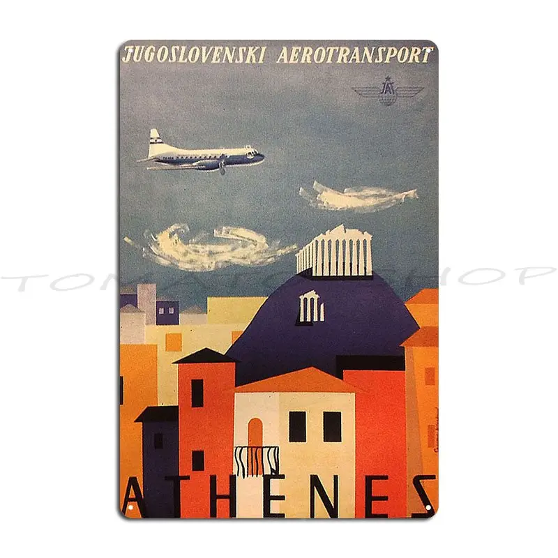 Athens Vintage Travel Metal Sign Cinema Bar Decoration Customized Tin Sign Poster