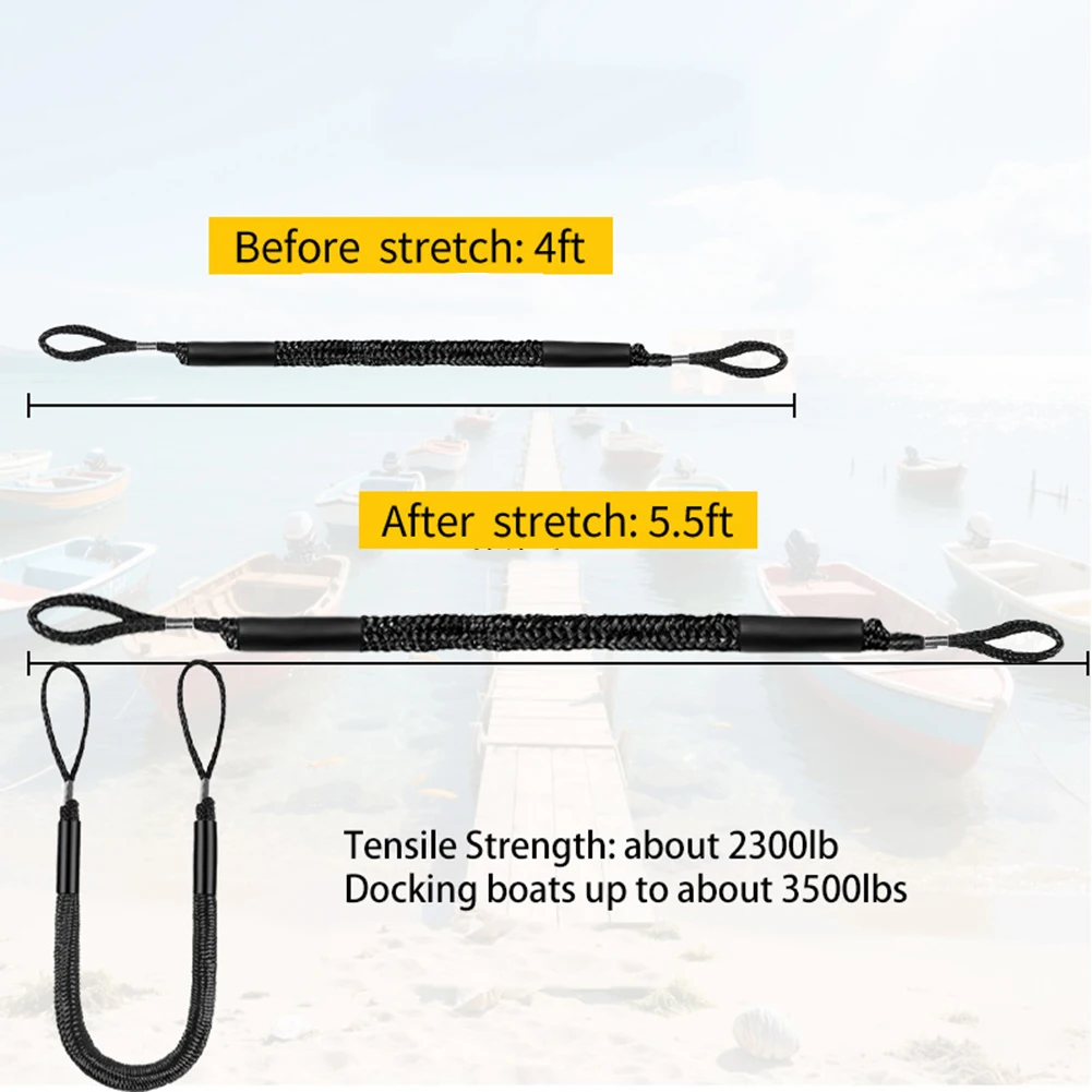 

Эластичная швартовочная веревка для стыковки банджи от 4 до 5 футов для каяков, гидроциклов и маленьких лодок, устойчивая к судоровой среде