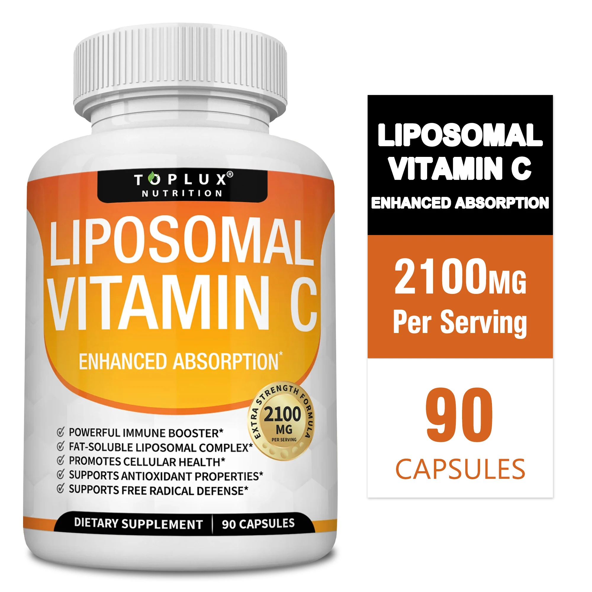 Liposomal Vitamin C Capsules Powerful Antioxidant Promotes Collagen Production Supports Skin Health 2100mg