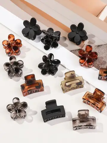 Mini Flower Hair Clips Pack for Women - Creaseless Styling Claw Clips for Bangs and Tiny Hair Styling