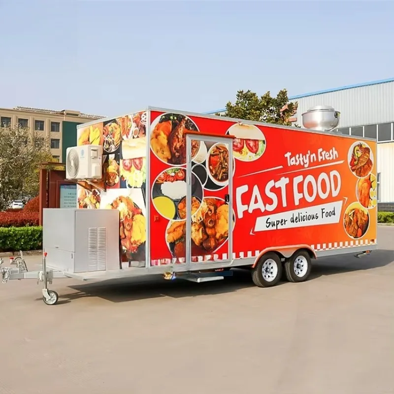 Commercial Mobile Food Trailer Outdoor Portable Catering Cart Fast Food Kiosk Street Food Equipment