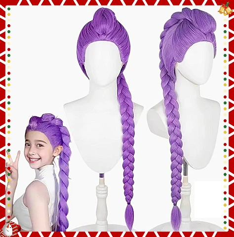 الخيال الأرجواني شعر مستعار تأثيري |   مقاومة للحرارة، مثالية للهالوين ولعب الأدوار، شعر أرجواني طويل، قابلة للتصفيف