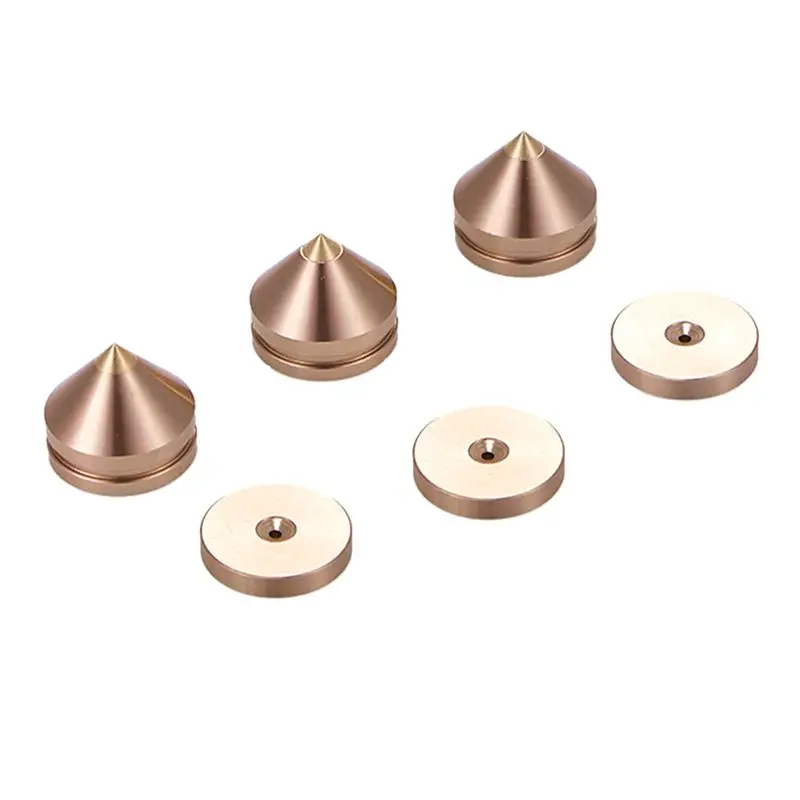 【HOT N07R】 8 Set Speaker Stand Feet Foot Pad Aluminium Alloy Metal Spikes Cone Floor Foot Nail Champagne Gold