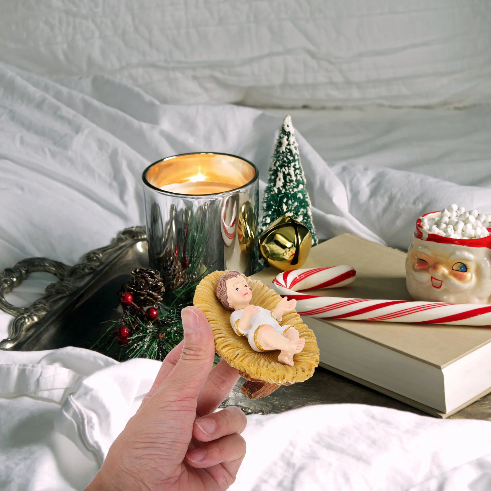 

Jesus Manger Resin Craft Religious Statue For Christmas Home Office Desktop Decoration Table Room Office Jesus