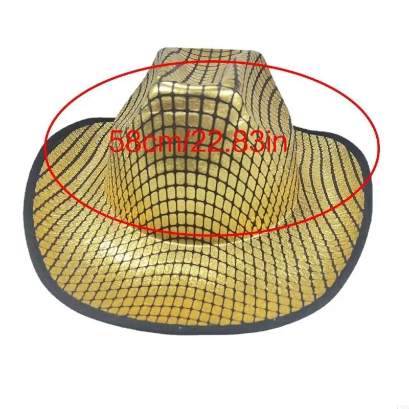 قبعة رعاة البقر P88A ديسكو ذات مرآة لامعة متعددة الاستخدامات للرجال والنساء والمطربين الكوميديين #6