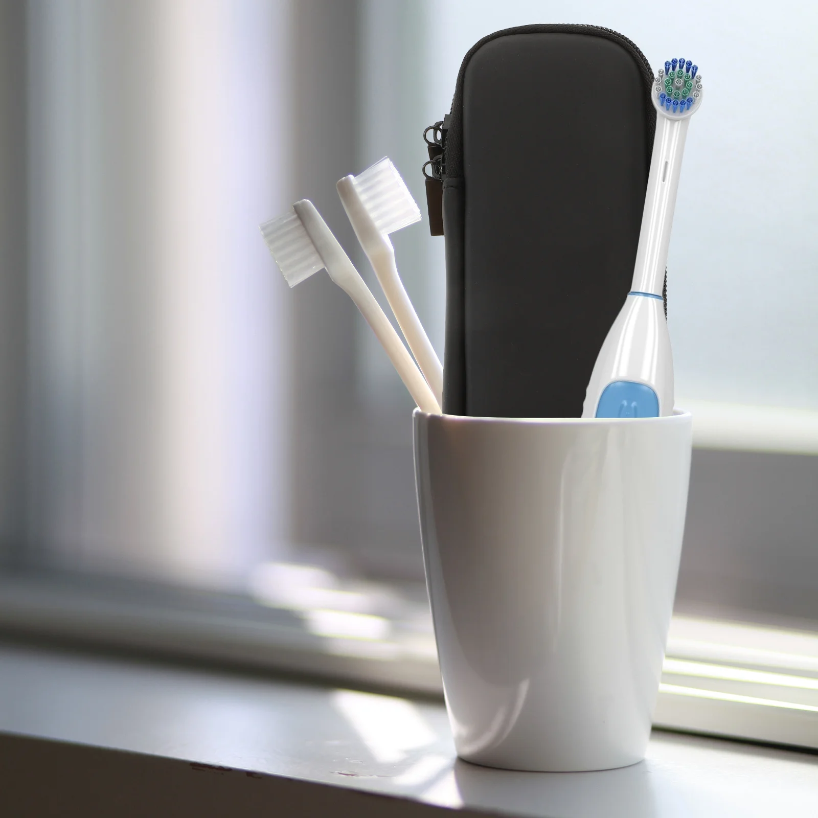 

2Pcs Electric Toothbrush Storage Cases Hard Eva PU Portable Travel Toothbrush Holders Protective Waterproof Black