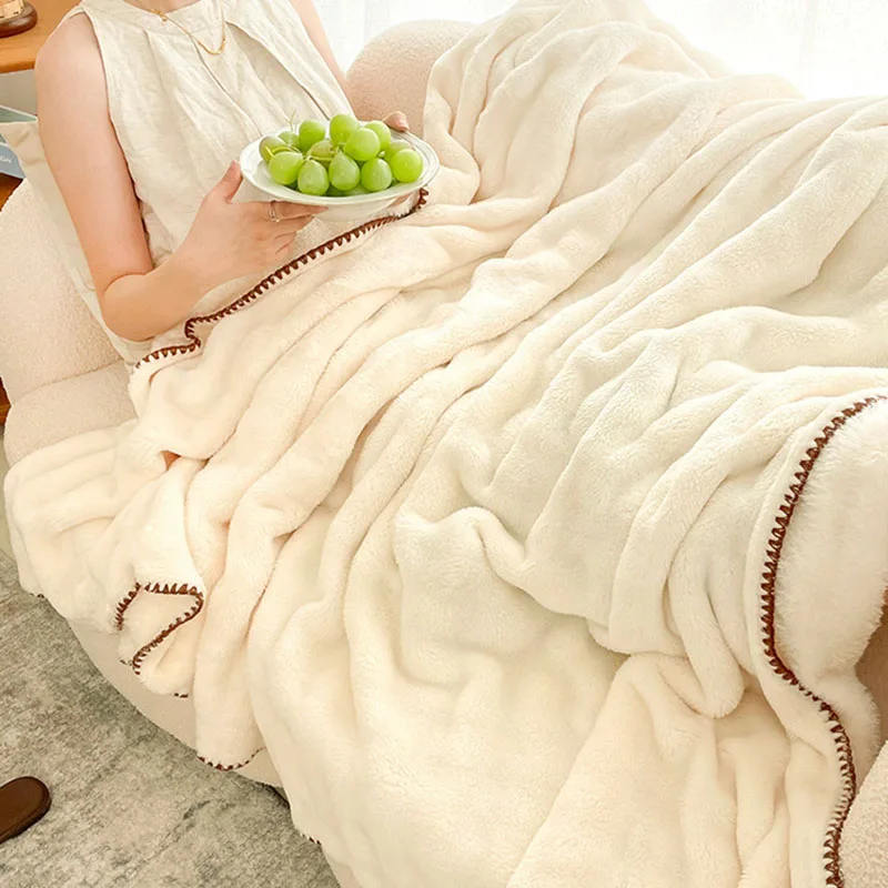 Thick Bubble Velvet Warm Nap Blankets Anti-Static Soft Multi-Purpose Sofa Cover Overlock Woolen Blanket for Office Home Dorm