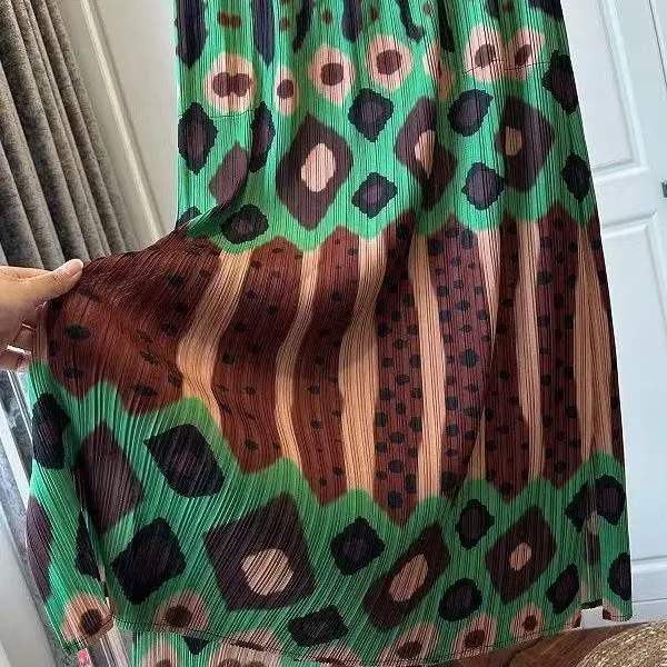 2025 summer new retro elastic design pleated skirt slim Miyake print pleated skirt  korean style Slight Strech