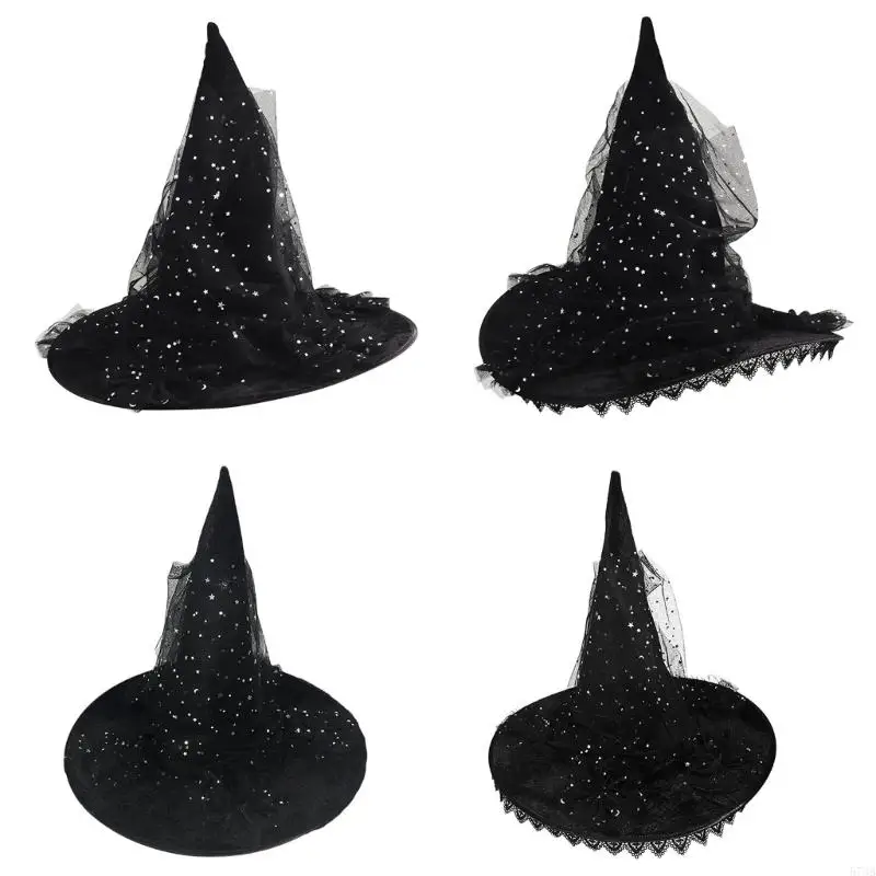 573B Halloween Witch Hat for Kids Adults Halloween Party Cosplay Costume Props Spooky Witch Hat for Halloween Party