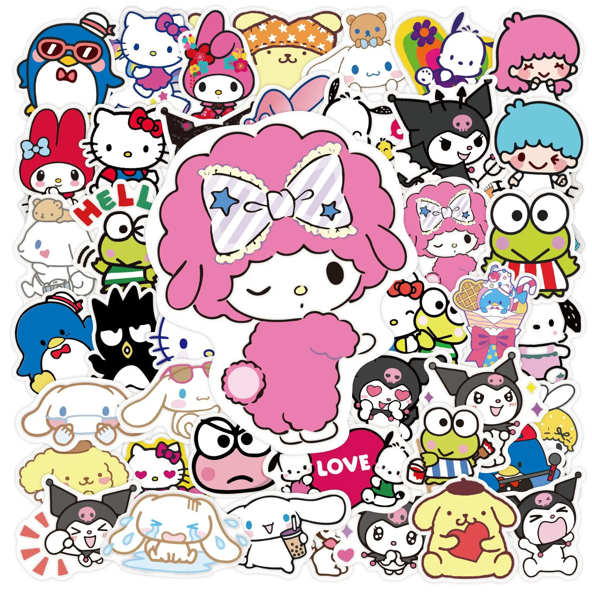 Pegatina de Sanrio de 50 piezas, pegatina impermeable de Hello Kitty kuromi Graffiti