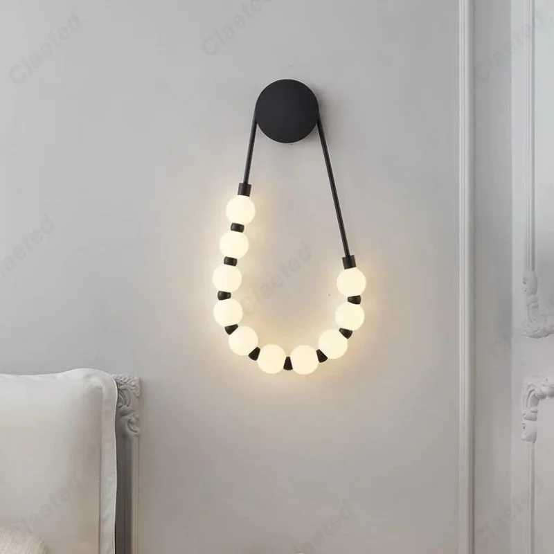 Nordic Modern Cream Style Wall Lamp French Necklace Shape Home Decor Lighting Fixture for Bedroom Living Room & Dining Room