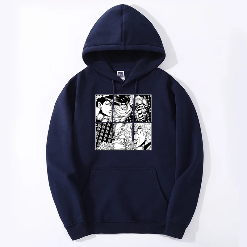 JOJO's Bizarre Adventure Men Hoodie Sweatshirts Japan Anime JOJO Dio VS Jotaro Men's Pullover Oversize Hip Hop Fashion Sudaderas