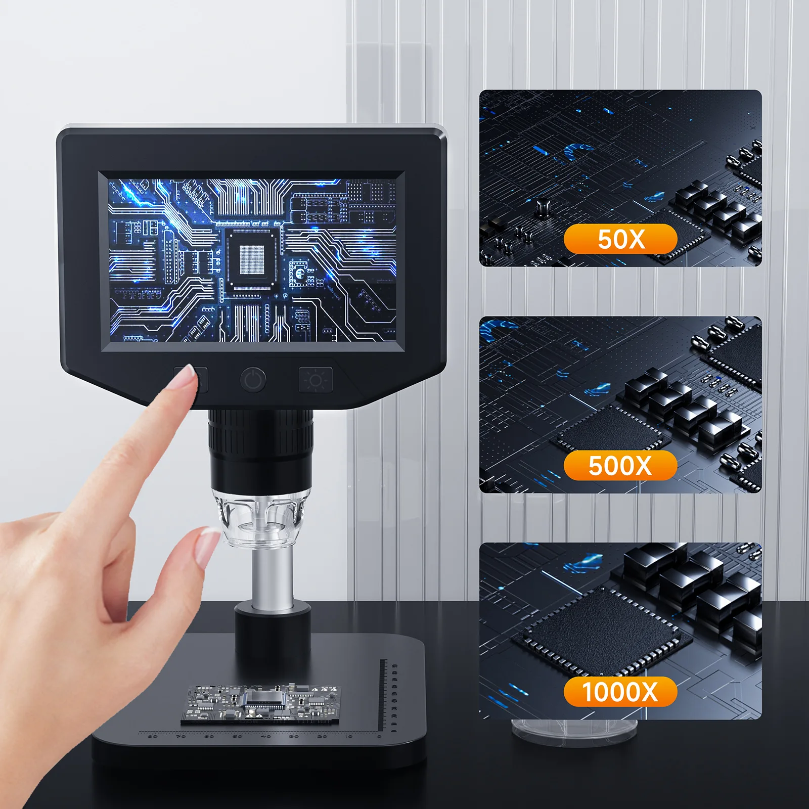 Electronic Industrial Digital Microscope with Screen 100, High Magnification Maintenance 2 Million, Convenient Magnifying Glass