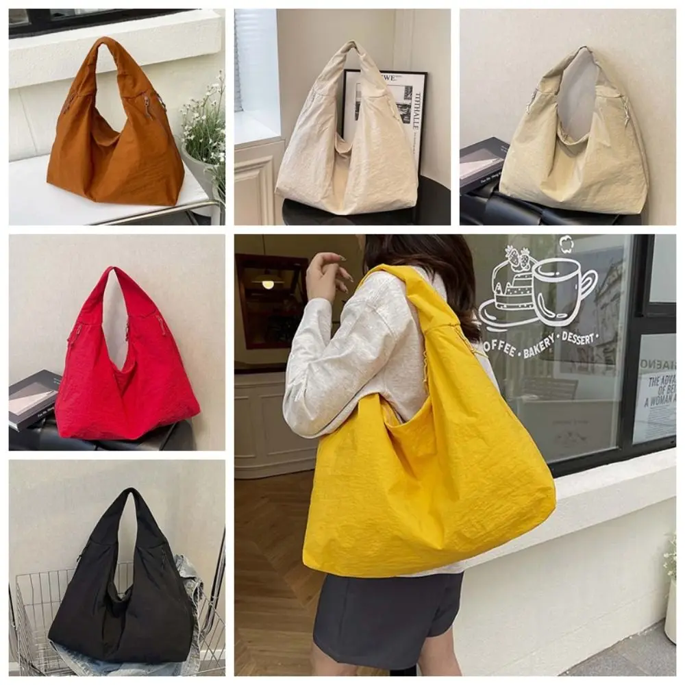 

Casual Nylon Shoulder Bag Multi-Pocket Japanese Style Versatile Commuting Handbag Solid Color Polyester Storage Pouch Work