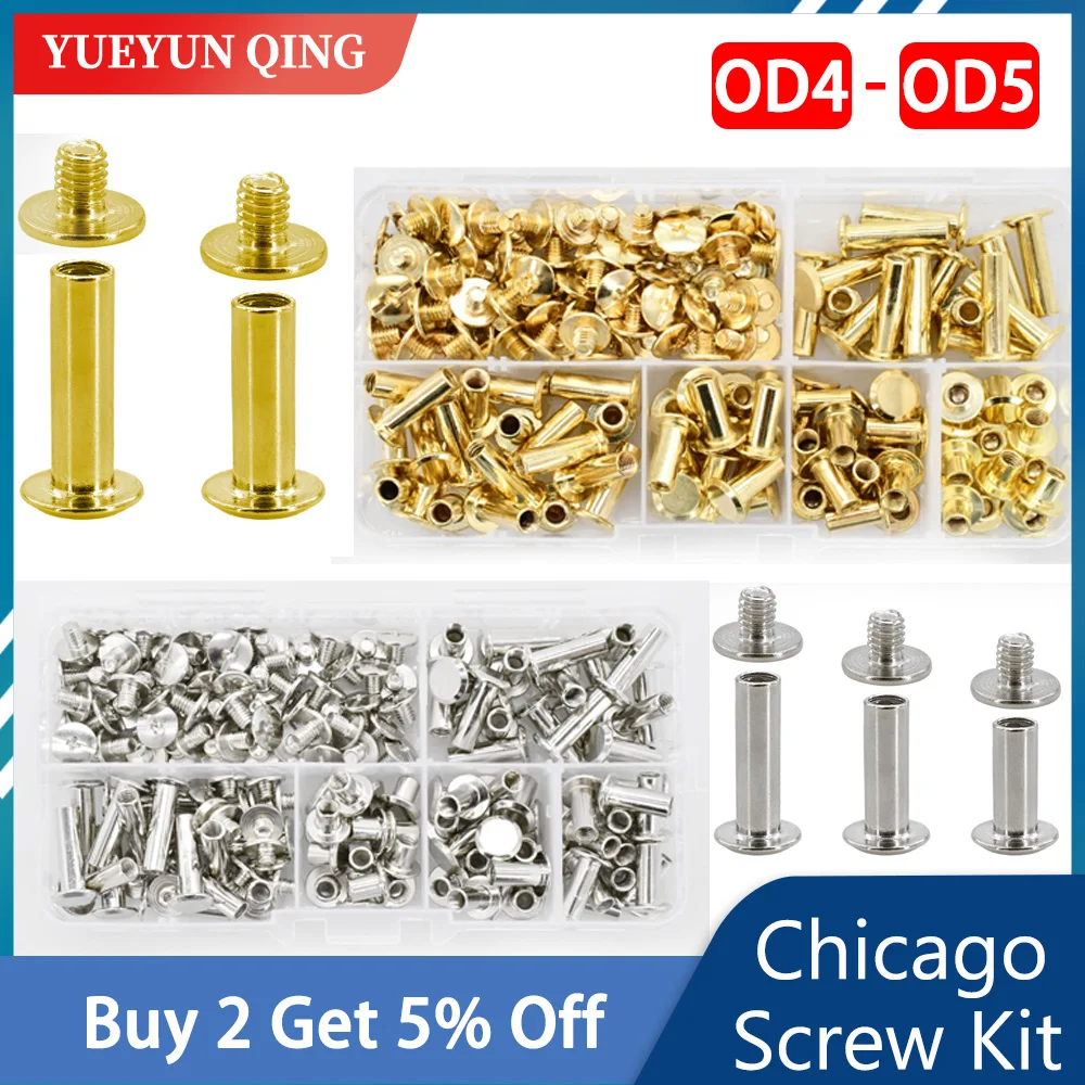 

Chicago Screws Bookbinding Screw Rivet Nail Snaps Stud Nuts Set For Leather Working Belt Purse Calendar DIY Chicago Screw Kit