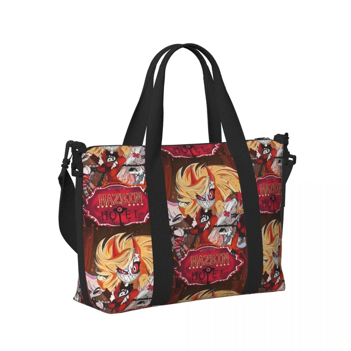 

Hazbin Hotels Comedy Anime America Song And Dance Пляжная дорожная сумка Сумки-тоут для тренажерного зала Йога Женская дорожная сумка для покупок