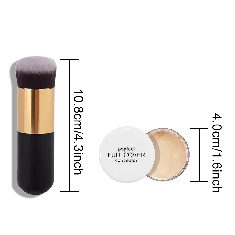 POPFEEL Concealer With Brush, Full Coverage, Correct and Conceal Imperfections