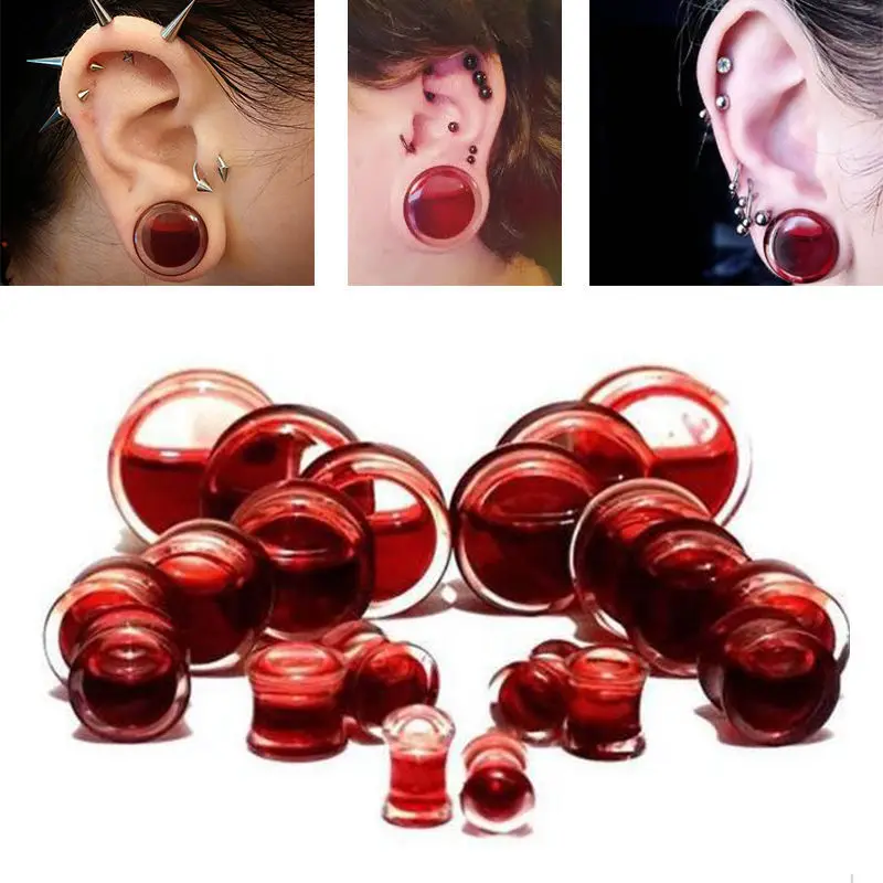 2pcs Red Liquid Acrylic Flesh Plugs and Tunnels Big Size 8-25mm Ear Gauges Ear Stretching Expander Piercing Oreja Body Jewelry