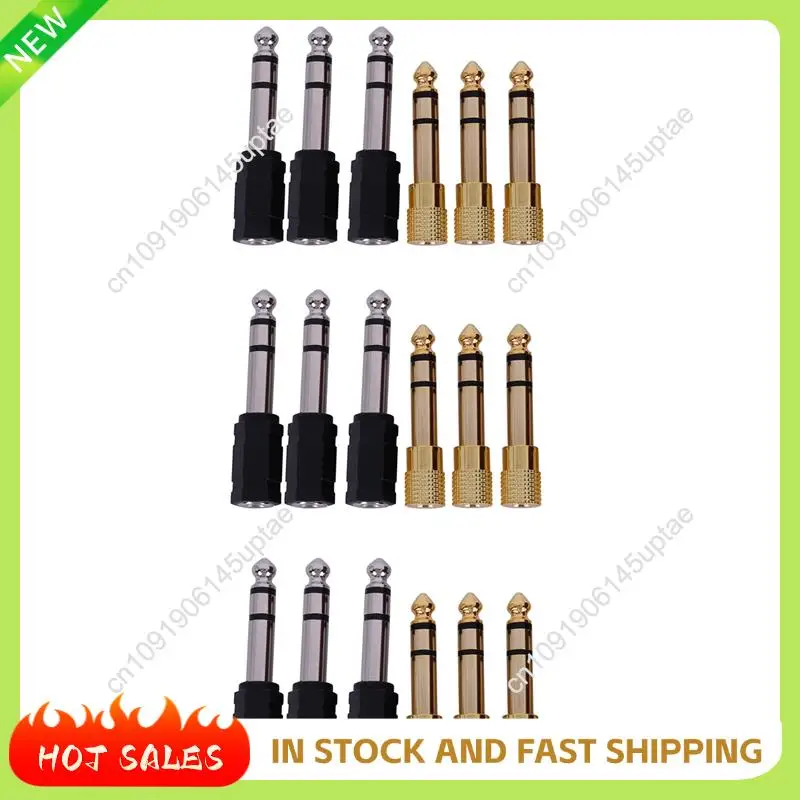 

N88R 18X адаптер для наушников 6,35 мм (1/4 дюйма) «папа» на 3,5 мм (1/8 дюйма) «мама» адаптер для стерео наушников, черный/позолоченный