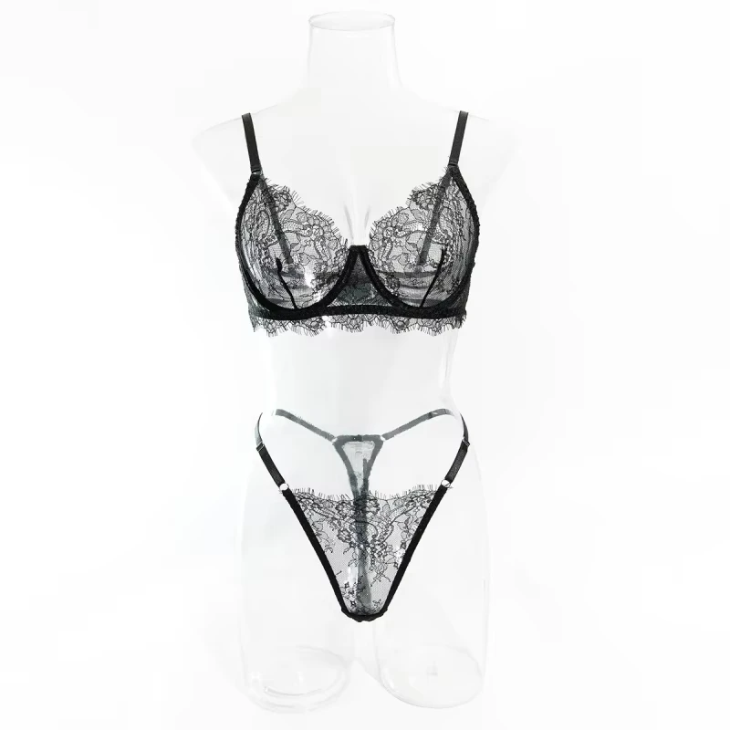 Bikini-style lightweight, breathable, sexy women's bra, seductive lace lingerie two-piece set