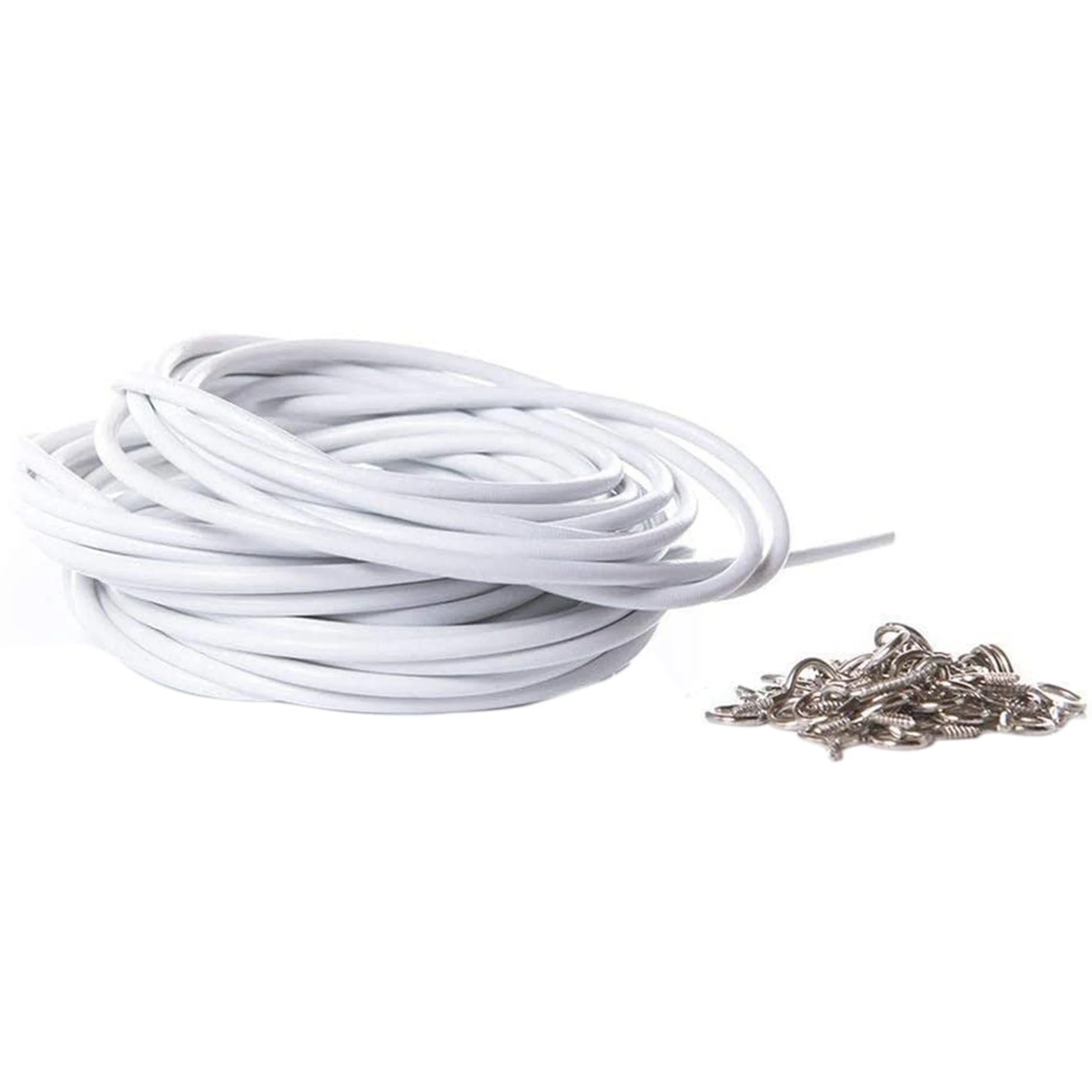 N84R 2X Curtain Wire And Hooks Set, 3 Meters Net Curtain Wirewith 8Pcs Screw-In Hooks For Net Curtain Rod