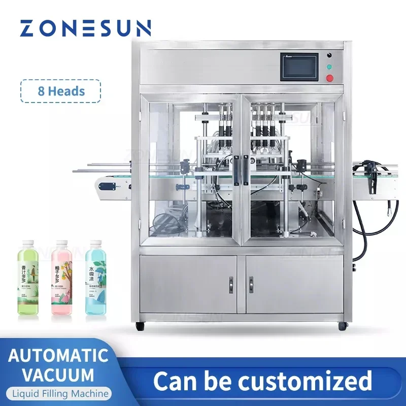 ZONESUN ZS-YTZL8A Automatic 8 Heads Vacuum Filling Machine Beer Essential Oil Perfume Liquid Spray Bottles with Dust Cover