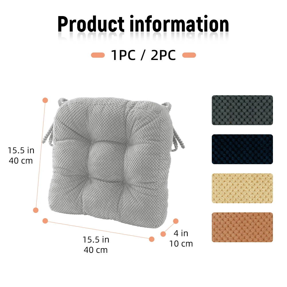 2pc Indoor dining chair cushion, dining chair non-slip tufted chair cushion, kitchen chair cushion with straps