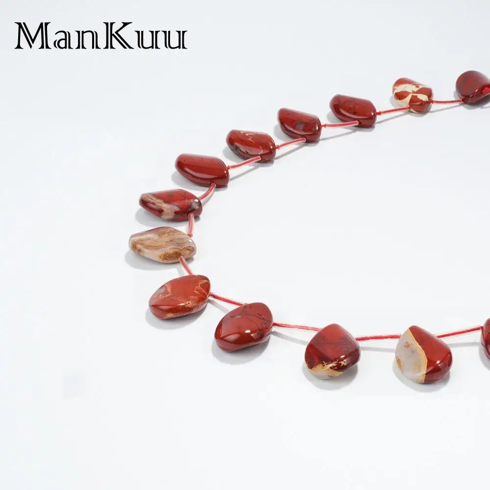 MANKUU 10pcs/Lot Jasper Loose Beads Waterdrop Red Natural Stone Pendants for Jewelry Making DIY Necklace Accessories