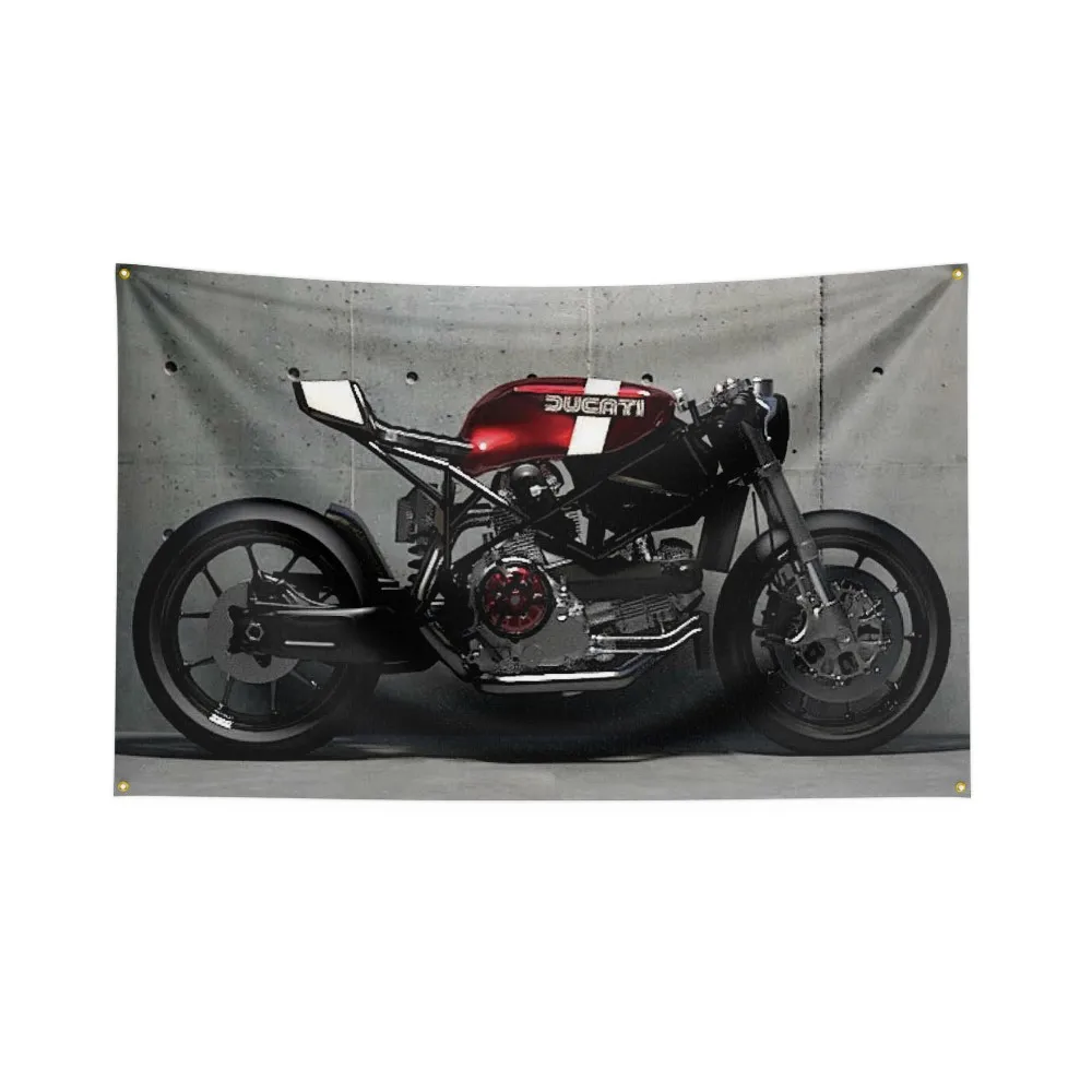 Motorcycle On The Way Flag Banner Motorcyclist Art Vintage Poster Wall Sign Dark Motor Car Man Garage Pub Club Bar